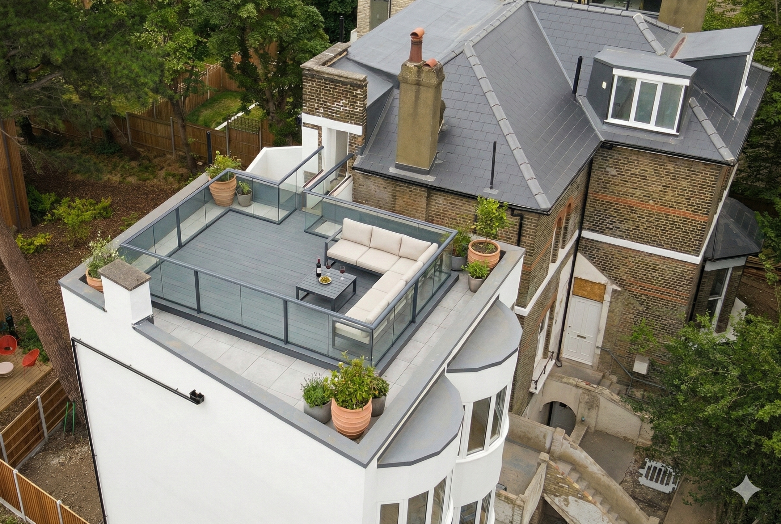 Completed rooftop terrace