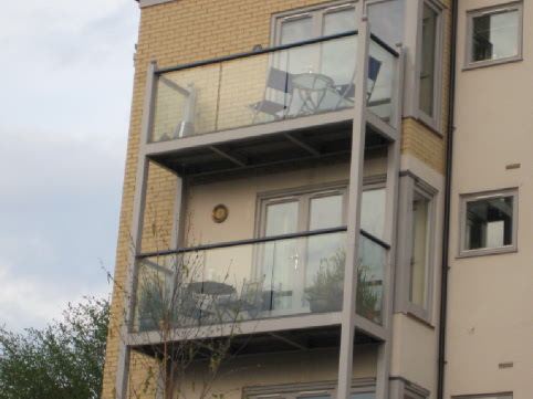 clear glass runs on balconies Hemel Hempstead, Hertfordshire