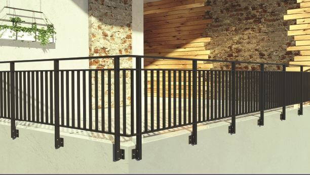 milano metal railings side mounted