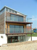 glass balconies on the coast Lancing, West Sussex