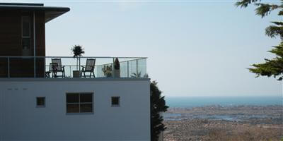 Beautiful sea views from a white balcony