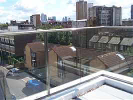 Urban view from the corner of a Royal Chrome balustrade