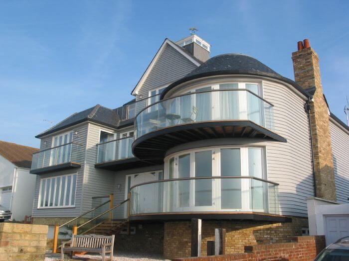 curved balconies with glass near caterbury