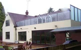 Large Royal Chrome balustrade with high frosted glass privacy screens