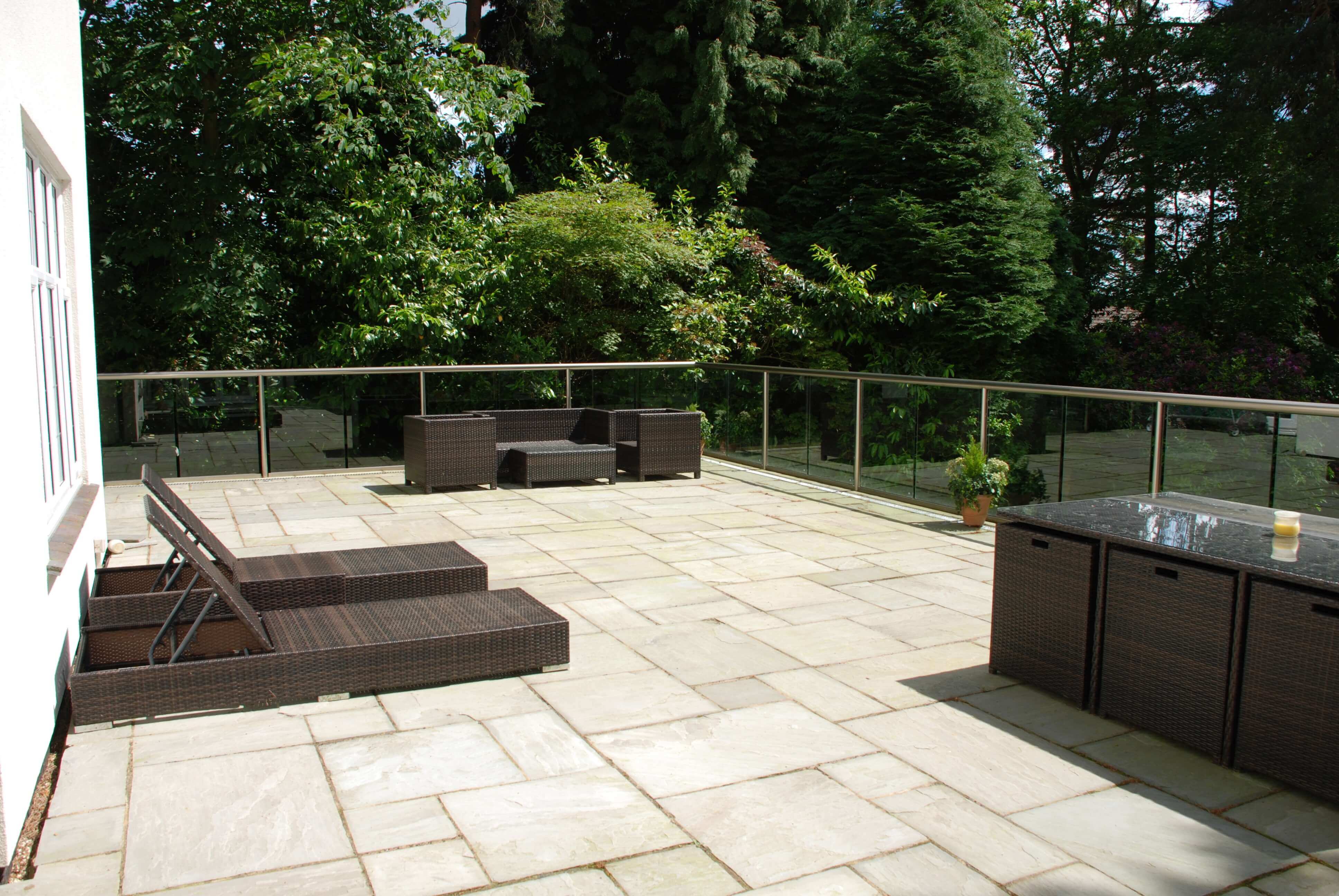 Glass balustrade on a residential patio