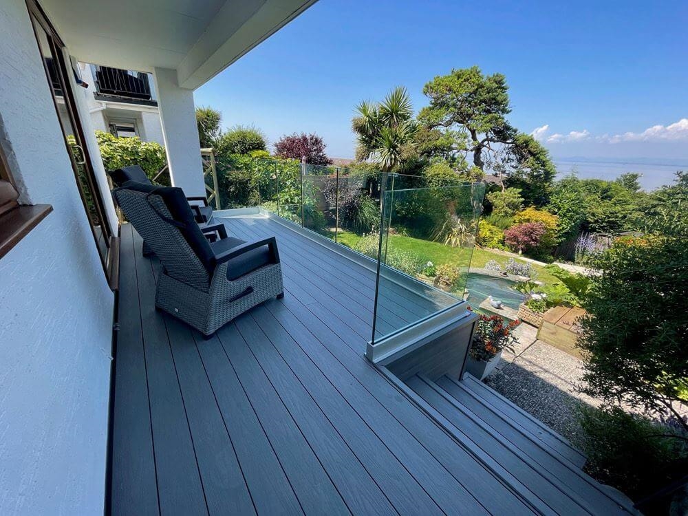 Silver frameless glass balustrade installation