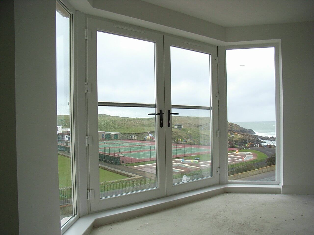 Sea view through Royal Chrome aerofoil Juliet balcony