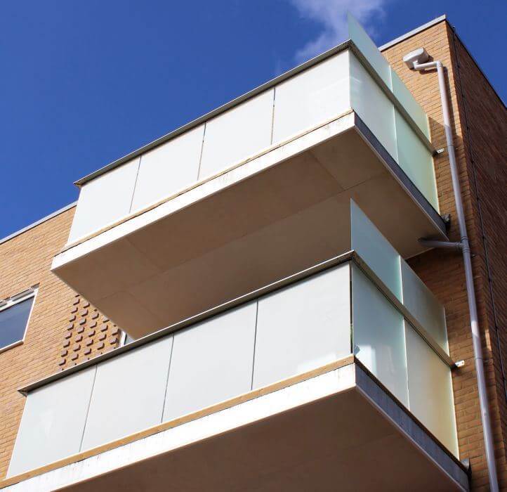 Passthrough glass balcony