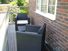 Glass Balustrade with seating on balcony in Hampshire