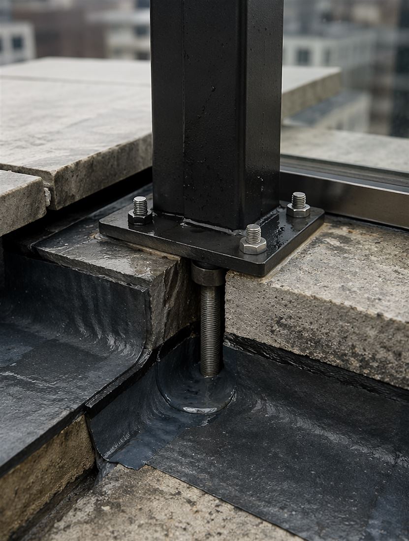 Fixing that penetrates the membrane of a roof