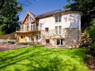 Glass Balustrade installed on an usual shaped house