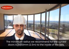 What is the minimum radius you can have in your Curved Glass sliding doors video screenshot