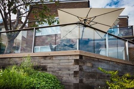 balcony and deck balustrades on rear of detached house