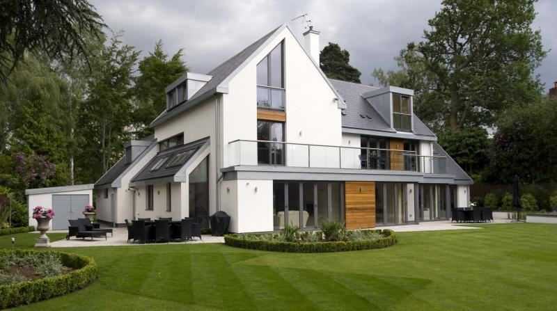 Silver glass balustrade installed on a modern countryside property