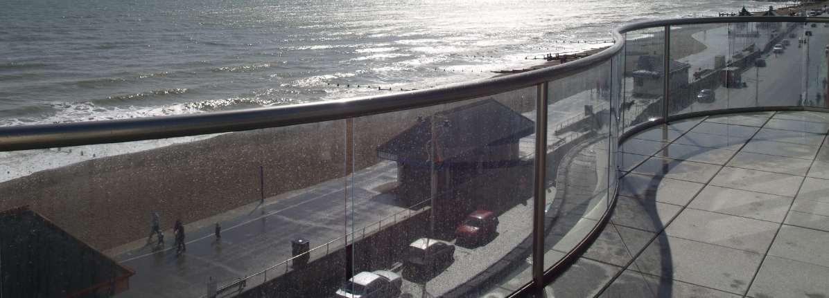 Curved glass Balustrade on the coast