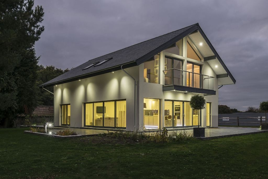 Glass Balustrade at night in Sussex