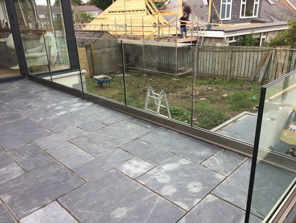 Corner image of our SG12 Frameless Glass Balustrade (fitted above floor level) installed at a property in Aberdeen 
