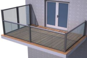The privacy screen system can be combined with Balcony 1 system using the 72X72mm Newel post system
