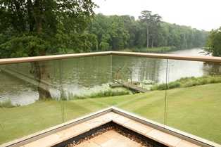 A view through clear glass balcony with nanotechnology self-cleaning glass coating