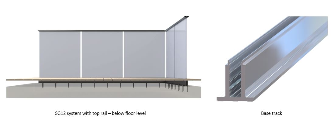 sg12 system with top rail below floor level