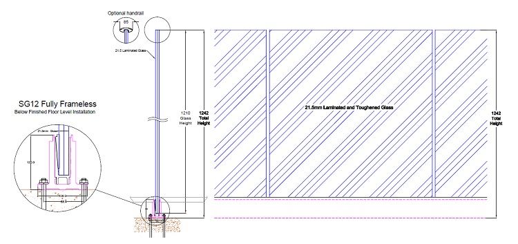 Frameless Glass - below finished floor level