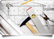 Structural Calculations Icon - Architectural drawings laid out with tools on top 