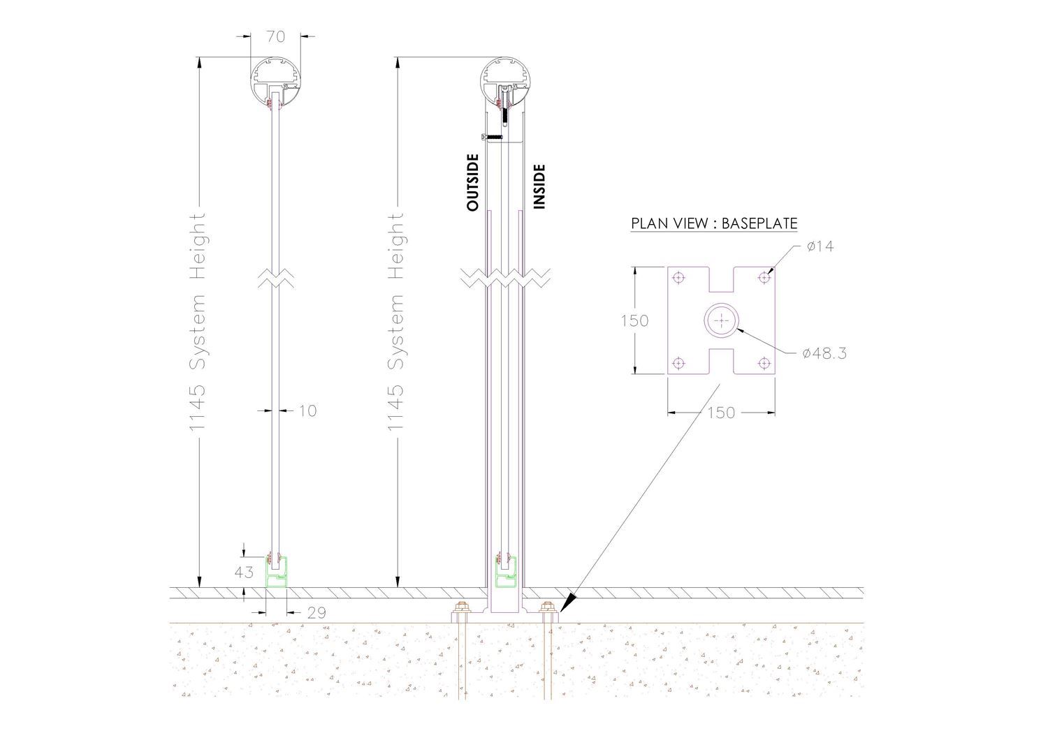 Orbit System Typical Section and Post Section Drawings