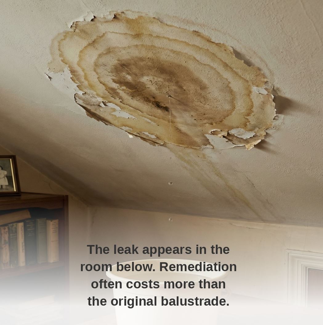 leaks into the room below