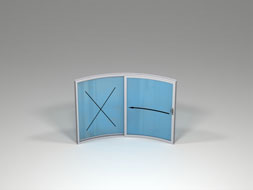 Curved Glass Doors - W2F - 2 Doors One Sliding One Fixed
