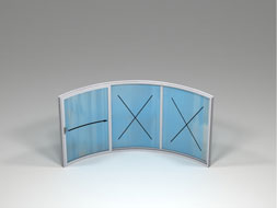 Curved Glass Doors - W3-2F - 3 Doors, One sliding, two fixed