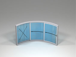 Curved Glass Doors - W3F - 3 Doors Two Sliding One Fixed