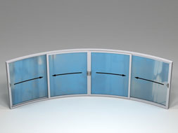 Curved Glass Doors - W4 - 4 Doors Sliding on two rails