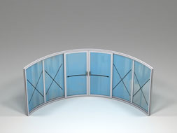 Curved Glass Doors - W6-4F - 6 Doors, 2 Sliding and Four are fixed