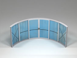 Curved Glass Doors - W6F - 6 Doors Four Sliding Two Fixed