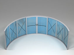 Curved Glass Doors - W8-6F - 8 Doors, 2 Sliding, 6 Fixed