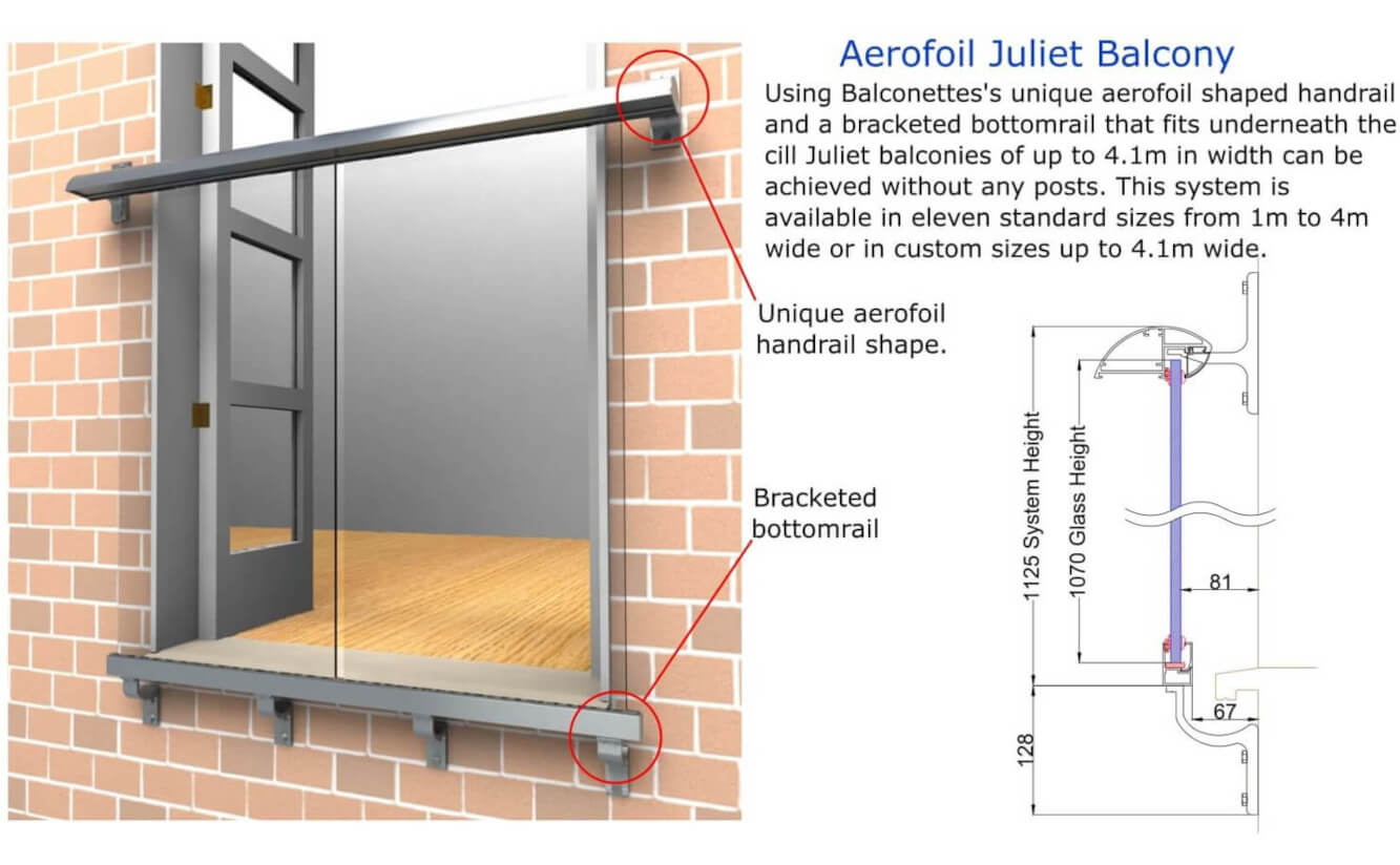 Juliet Balcony 1 to 3 meters opening Quick easy install glass also available 